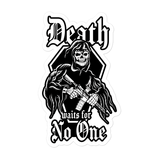Death Waits For No One Sticker.