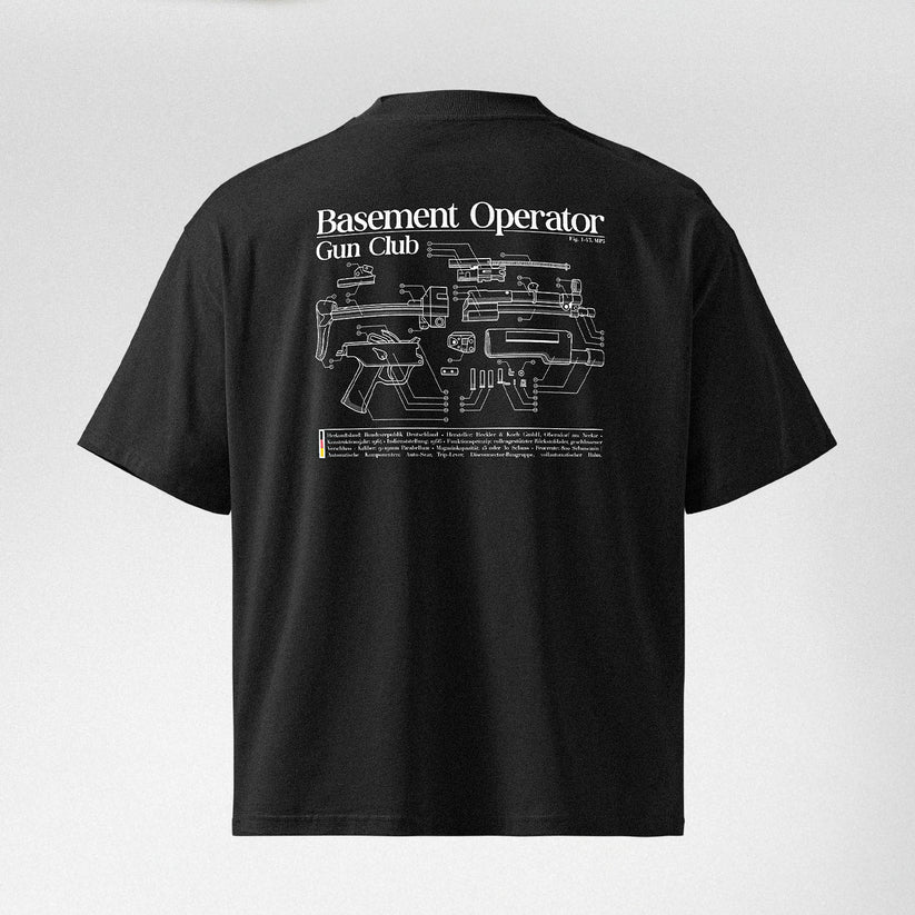 Blueprint MP5 Gun Club - Black Tee – Basement Operator Company